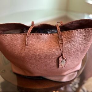Fendi Pink Rose Copper Leather Tote 1990s